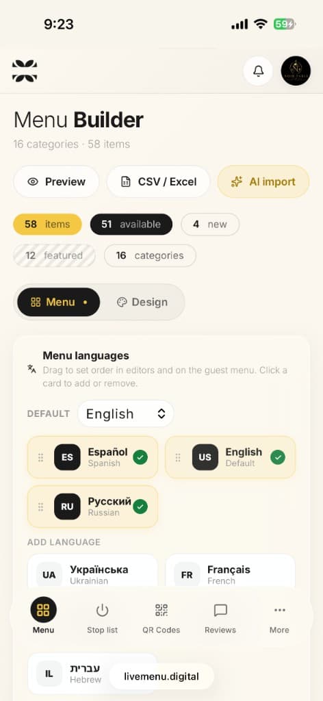 Menu Builder